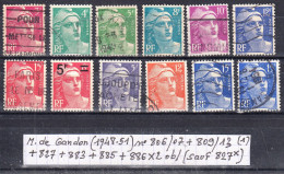 Marianne De Gandon (1948-51) Y/T N° 806/07 + 809/13 + 813 + 827 + 883 + 885 + 886X2 Oblitérés (sauf 827 *) (lot 1) - 1945-54 Marianna Di Gandon