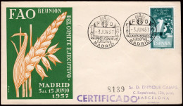 Madrid - Edi O 1181 - Mat Gomis 427 "Madrid 3/06/57 - FAO - Reunión Consejo Ejecutivo" - Oblitérés