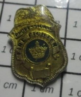 918B Pin's Pins / Beau Et Rare / POMPIERS / BADGE US OU UK ? PROFESSIONNAL FIRE FIGHTER - Feuerwehr