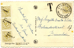 BELGIQUE - COB 853 SIMPLE CERCLE ZEEBRUGE MUSEUM SUR CARTE POSTALE TAXEE AVEC N°853X3, 1962 - Lettres & Documents