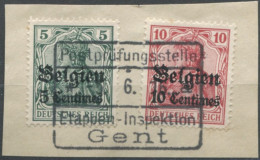 Belgique, Timbres Sur Fragment Avec Cachet POSTE D'ETAPES - (F801) - OC26/37 Territori Tappe