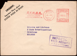 Madrid - Sobre Con Franqueo Mecánico "ATESA 21/1/59" A Holanda + Marca "Impresos - Taxe - Reduite (C.P.U Paris 1947)" - Lettres & Documents