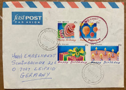 NEW ZEALAND 1991, COVER USED TO GERMANY, HAPPY BIRTHDAY 4 DIFF STAMP, PORIRUA CITY & WELLIGTON CITY CANCEL. - Cartas & Documentos