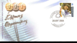 ATENE 2004 FDC ENVELOPPE GREEK SILVER MEDAL DEVETZI HRYSOPIS TRIPLE JUMP - Ete 2004: Athènes