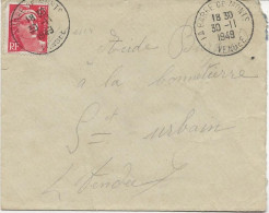 LETTRE AFFRANCHIE N° 813 - OBLITERATION  CAD LA BARRE DE MONTS  1949 - Mechanical Postmarks (Other)