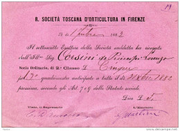 1882 R.  SOCIETÀ TOSCANA D'ORTICULTURA FIRENZE - Italie