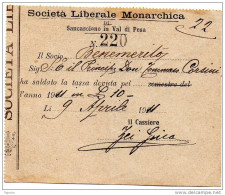 1911  SOCIETÀ  LIBERALE MONARCHICA DI SANCASCIANO IN VAL DI PESA - Italie