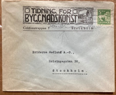 SWEDEN 1933, COVER ADVERTISING, ILLUSTRATE, TIDNING FOR  BYGGNADSKONST, MAGAZINE FOR BUILDING ART, STOCKHOLM CITY CANCEL - Covers & Documents