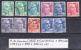 Marianne De Gandon (1948-51) Y/T N° 807X2 + 810/13+  883X2 + 886X2 Oblitérés - 1945-54 Marianna Di Gandon