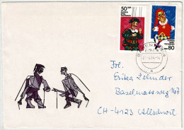 DDR 1984, Brief Bärenstein - Allschwil (Schweiz), Puppen, Spiel, Techniken - Marionnettes