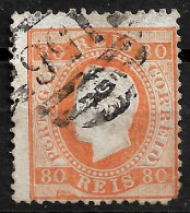 PORTUGAL 1870-76 D. LUIS I 80R P:12.5 USED (NP#94-P17-L9) - Used Stamps
