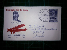 NOUVELLE ZÉLANDE, Enveloppe FDC, Commémorant "Trans-Tasman First Air Crossing, Sir Charles Kingsford Smith" Avec Cachet - FDC