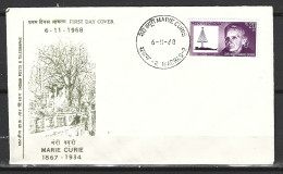 INDE. N°259 De 1968 Sur Enveloppe 1er Jour. Marie Curie/Prix Nobel De Chimie. - Química