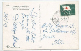 Nederland Antillen Red Cross C7.5+2.5 Solo Franking Pcard Of Caracas From Curacao 28jan1959 X Italy - Curaçao, Antille Olandesi, Aruba