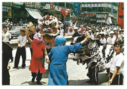 "LION DANCE" CELEBRATING HARVEST IN CENTRAL DISTRICT YUEN LONG, NEW TERRITORIES.- HONG KONG.- ( CHINA ) - Cina (Hong Kong)