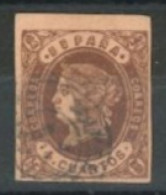 SPAIN,  1862 - QUEEN ISABELLA II STAMP (REDISH BUFF) IMPERFORATED, # 56,USED. - Gebruikt