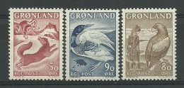Greenland 1966-69 Fauna Y.T. 56/58 ** - Unused Stamps