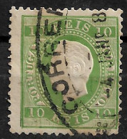 PORTUGAL 1879-80 D. LUIS I 10R P:13.5 USED (NP#94-P18-L1) - Gebruikt