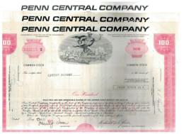 LOTTO 4 CERTIFICATI AZIONARI PENN CENTRAL COMPANY 1970/1971/1972/1973  LESS1 100 SHARES STOCK - Bahnwesen & Tramways