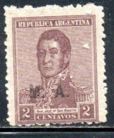 ARGENTINA 1915 1916 OFFICIAL DEPARTMENT STAMP OVERPRINTED M.A .MINISTRY OF AGRICULTURE MA 2c MH - Oficiales