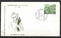 INDE. N°216 Sur Enveloppe 1er Jour (FDC) De 1967. Agriculture En Inde. - Agricultura