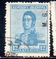 ARGENTINA 1918 1919 OFFICIAL DEPARTMENT STAMP OVERPRINTED M.G. MINISTRY OF WAR MG 12c USED USADO - Oficiales