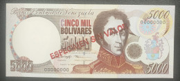 VENEZUELA. 5000 BOLIVARES 14 DE MARZO DE 1996 SOBRECARGA ESPECIMEN SIN VALOR SIN CIRCULAR. - Venezuela