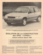 Opel Corsa 14NW & E16SE Essence Evolution 1988-1991 5 Feuillets Recto-verso Extraits De RTA - Auto