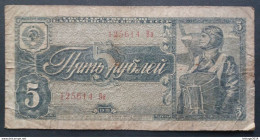 BANKNOTE RUSSIA 5 RUBLES 1938 AVIATOR CIRCULATED - Russland