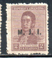 ARGENTINA 1915 1917 OFFICIAL DEPARTMENT STAMP OVERPRINTED M.J.I. MINISTRY OFJUSTICE AND INSTRUCTION MJI 2c MH - Officials