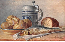 Illustrateur - N°85134 - M. Billing - Poisson Près D'un Plat De Pommes De Terre, Du Pain Et Une Chope De Bière - Billing, M.