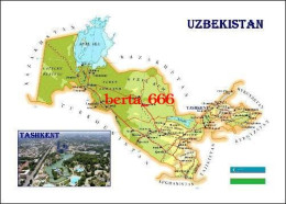 Uzbekistan Country Map New Postcard * Carte Geographique * Landkarte - Uzbekistan