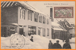 1928 - 40 C Goéland Sur Carte Postale De St Pierre Et Miquelon Vers Montreuil Sous Bois - Cachet à Tirets - Lettres & Documents