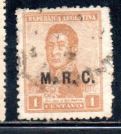 ARGENTINA 1920 OFFICIAL DEPARTMENT STAMP OVERPRINTED M.R.C. MINISTRY OF FOREIGN AFFAIRS MRC 1c USED USADO - Servizio