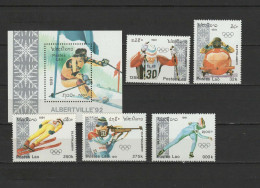 Laos 1991 Olympic Games Albertville Set Of 5 + S/s MNH - Winter 1992: Albertville