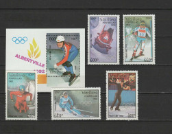 Laos 1992 Olympic Games Albertville Set Of 5 + S/s MNH - Invierno 1992: Albertville