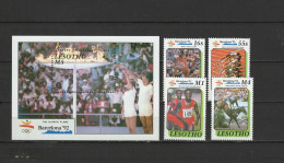 Lesotho 1990 Olympic Games Barcelona, Equestrian Etc. Set Of 4 + S/s MNH - Ete 1992: Barcelone