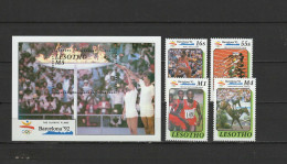 Lesotho 1990 Olympic Games Barcelona, Equestrian Etc. Set Of 4 + S/s MNH - Verano 1992: Barcelona