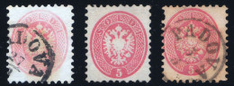 1864-65 LOMBARDO VENETO 5 SOLDI ROSA N.43 DUE USATI + NUOVO SENZA GOMMA - 2 USED AND 1 UNUSED WITHOUT GUM - Lombardo-Veneto