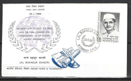 INDE. N°201 Sur Enveloppe 1er Jour (FDC) De 1966. Premier Ministre Shastri. - FDC