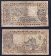 1000 Francs CFA, 1989 A, Côte D' Ivoire, K.021, A 099794, Oberthur, P#_07, Banque Centrale États De L'Afrique De L'Ouest - Stati Dell'Africa Occidentale