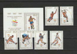 Malagasy - Madagascar 1990 Olympic Games Barcelona, Football Soccer, Cycling, Tennis Etc. Set Of 6 + S/s MNH - Ete 1992: Barcelone