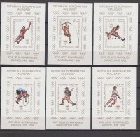 Malagasy - Madagascar 1990 Olympic Games Barcelona, Cycling, Tennis Etc. Set Of 6 S/s Imperf. MNH -scarce- - Ete 1992: Barcelone