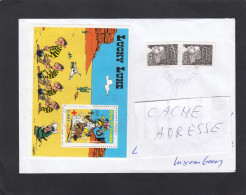 LETTRE AVEC E.A. BLOC FEUILLET "LUCKY LUKE" (Y+T NO 55). - Lettres & Documents