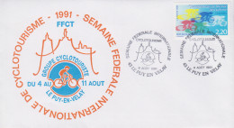 Enveloppe   FRANCE   Semaine  Fédérale  Internationale  De  Cyclotoursme   LE  PUY  EN  VELAY   1991 - Vélo