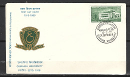 INDE. N°271 Sur Enveloppe 1er Jour (FDC) De 1968. Armoiries De L'Université D'Osmania. - Sobres