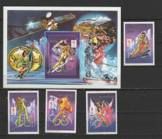 Mauritania 1990 Olympic Games Albertville, Space Set Of 4 + S/s Type I With Wrong Inscr. "Alberville" MNH - Winter 1992: Albertville