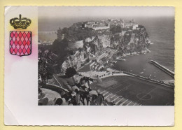 Monaco : Le Rocher Et Le Stade Louis Ll Vus Du Jardin Exotique / Blason (voir Scan Recto/verso) - Exotische Tuin