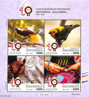 Indonesia 2020 Joint Issue Colombia S/s, Mint NH, Nature - Various - Birds - Joint Issues - Textiles - Gemeinschaftsausgaben