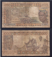 1000 Francs CFA, 1989 A, Côte D' Ivoire, L.021, A 695517, Oberthur, P#_07, Banque Centrale États De L'Afrique De L'Ouest - Estados De Africa Occidental